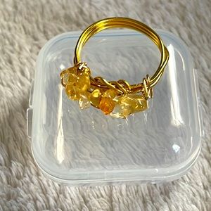 🎄SALE 3/$9🎄 HANDMADE RAW GEMSTONE WITH GOLD TONE WIRE RING
